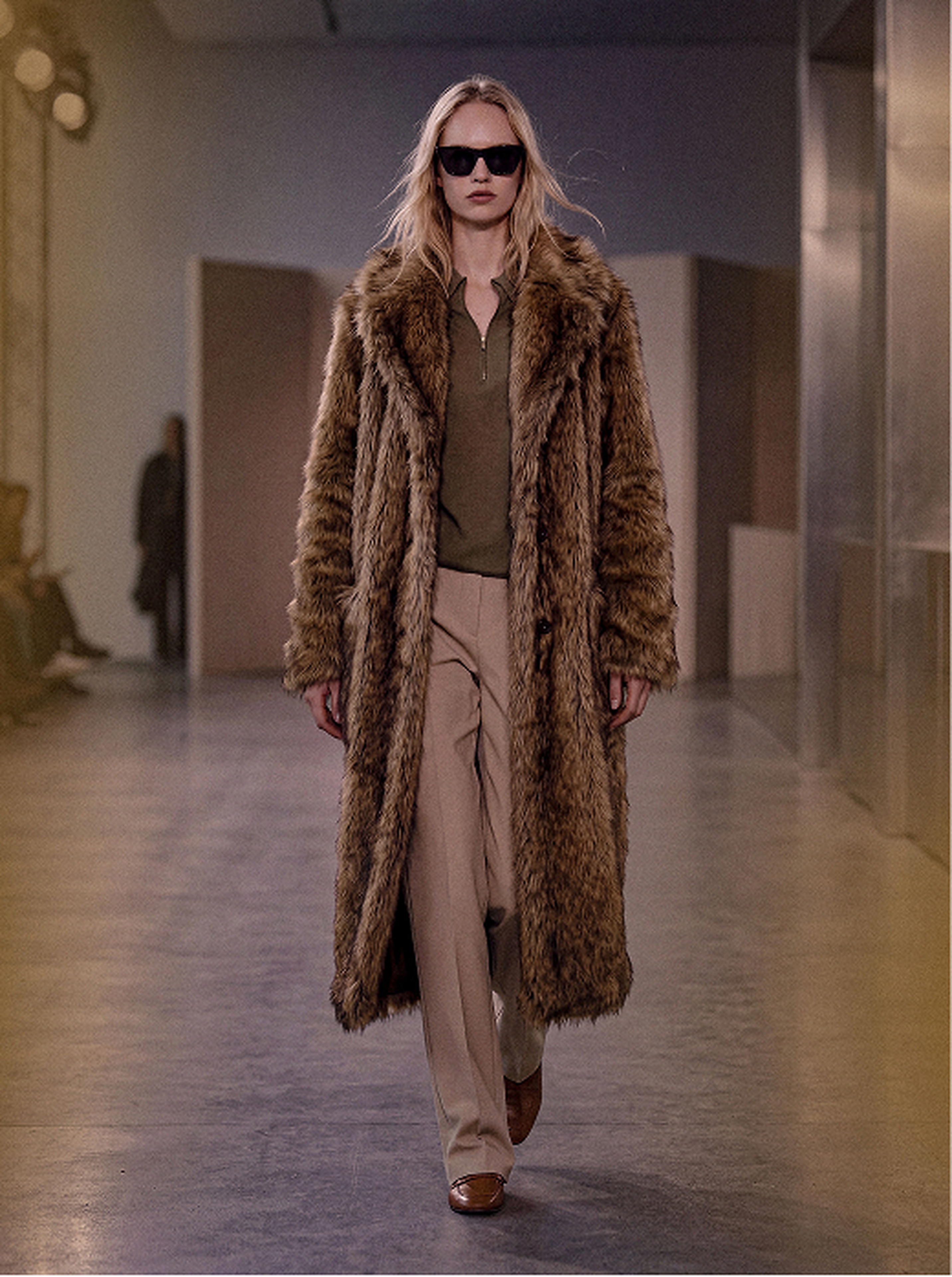 Faux fur coat runway look